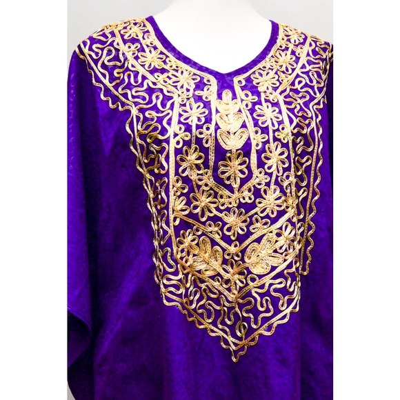 Meetu Magic the African Scene womens caftan purple OS - Picture 4 of 5